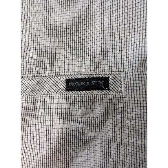 Oakley Mens M Button Down Shirt Checkered Black White Casual Long Sleeve - Picture 4 of 7